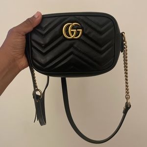 Black Mini GG Marmont 2.0 Camera Bag